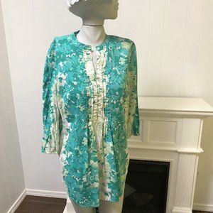 Liz Claiborne Floral Pattern Cotton Tunic - Size Small